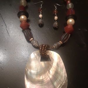 Necklace set shells and beads handmade